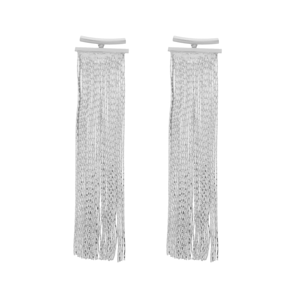 Brinco Prateado de Franja