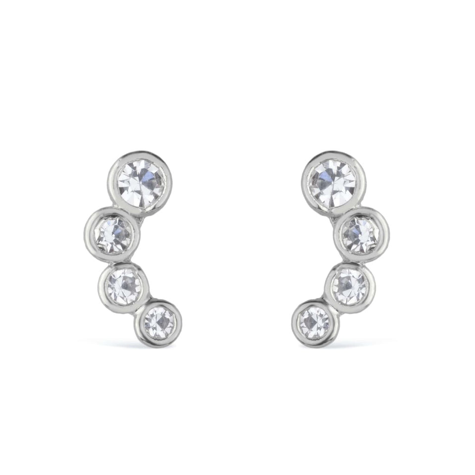 Brinco Prateado com 4 Pontos de Luz em Zircônia