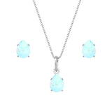 Conjunto de Gota Azul em Zircônia Prata 925