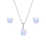 Conjunto de Coração Roxo em Zircônia Prata 925