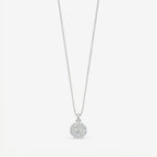Colar Demi em prata 925 com pingente circular cravejado em zircônia e corrente veneziana V12 diamantada, vista completa