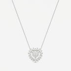 Colar Halo em prata 925 com pingente coração duplo cravejado em zircônia e corrente veneziana V12 diamantada, vista completa