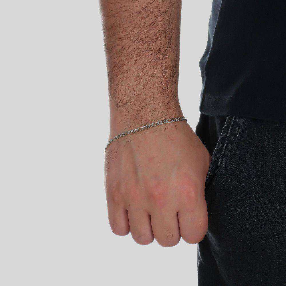 Pulseira Prateada Masculina Elo 3 por 1 – 4mm - Galeria