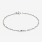 Pulseira Seren em prata 925 com corrente Singapura 025 de elos torcidos em espiral, vista frontal